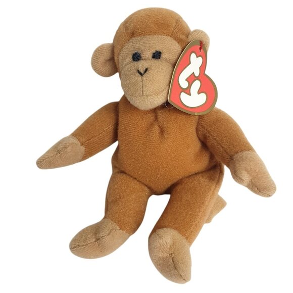 Ty Teenie Beanie Babies Monkey BONGO 5.5" Brown Plush Toy Collectible 1993 - Picture 1 of 7